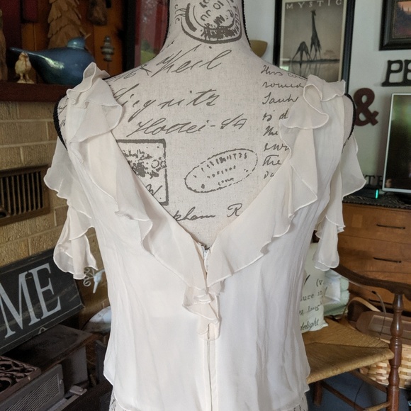 Neiman Marcus cream silk top blouse unique - Picture 7 of 9